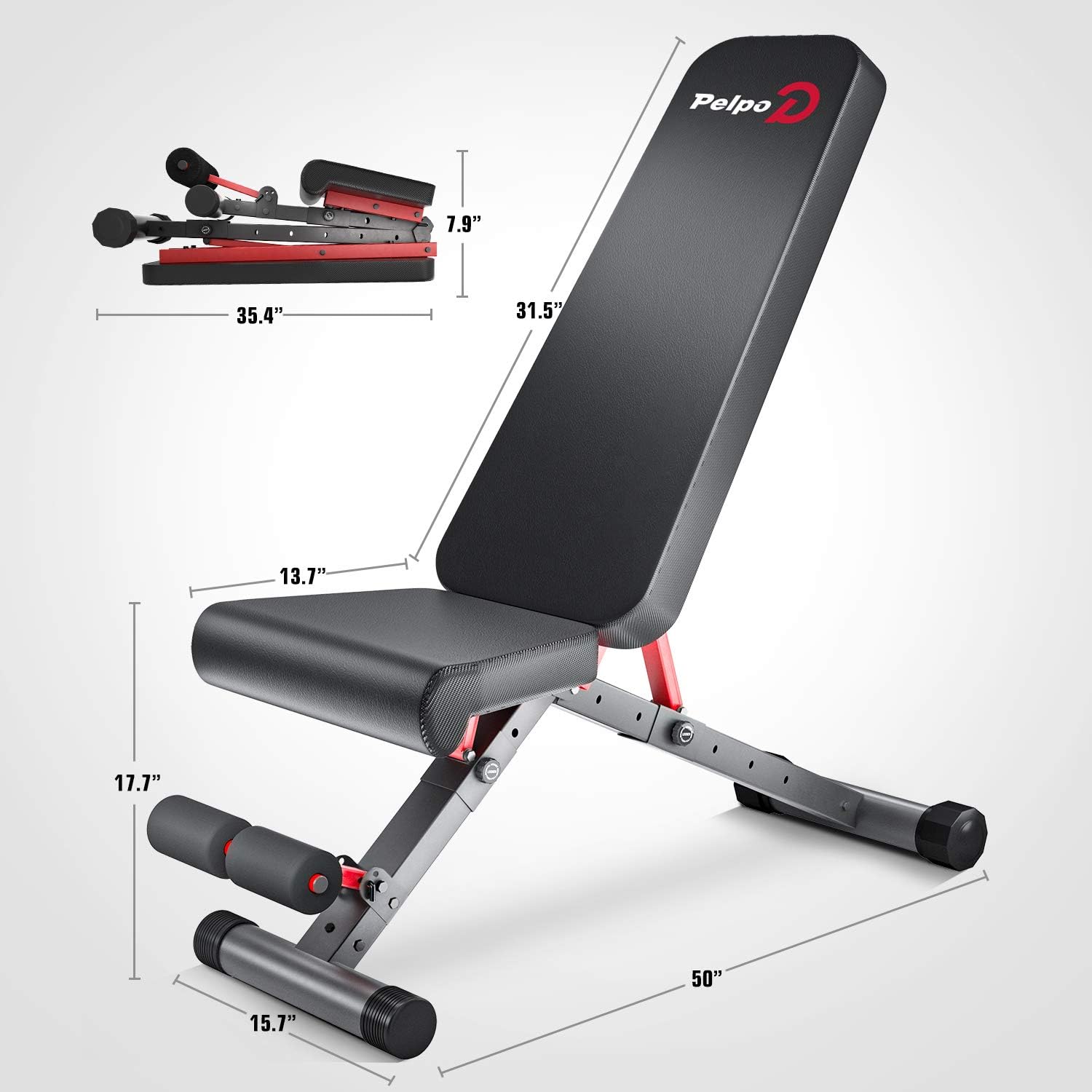 Pelpo Weight Bench for Full Body Workout, Strength Training Bench Press in Home Gym, Decline Incline Adjustable Utility Weight Bench with Fast Folding, Gray Frame : Sports & Outdoors