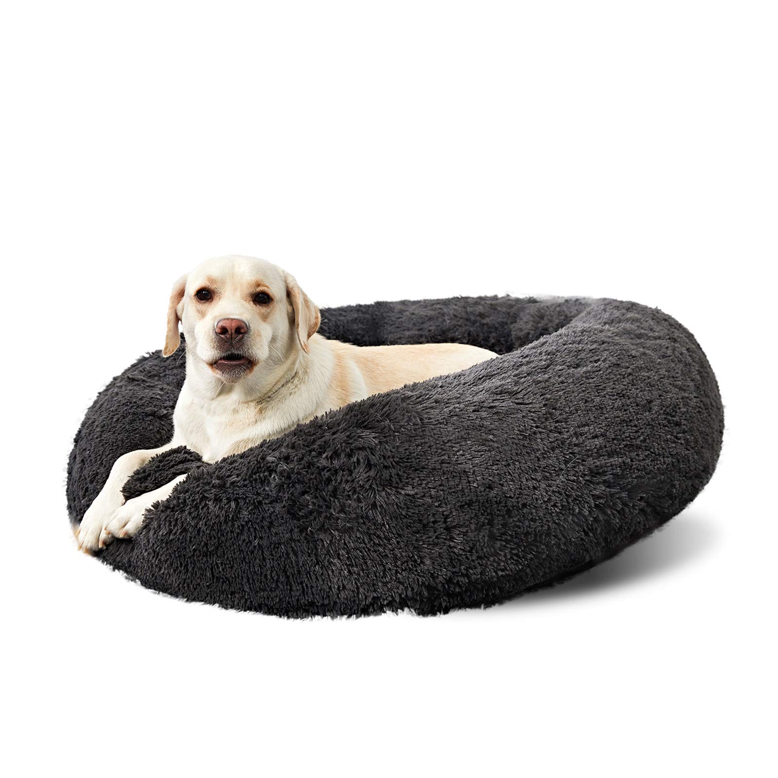 ANWA Washable Round Bed for Large Dogs, Donut Bed for Medium Dogs, Comfy Calming Cuddler 30''