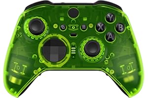 eXtremeRate Clear Lime Green Replacement Faceplate Cover for Xbox One Elite Controller Series 2 (Model 1797), Custom DIY Front Housing Shell Case & Accent Rings for Xbox Elite Series 2 Core Controller