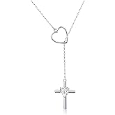Yearace Cross Necklace 925 Sterling Silver Infinity Love of God Heart Cross Pendant Necklace Christian Gift for Women