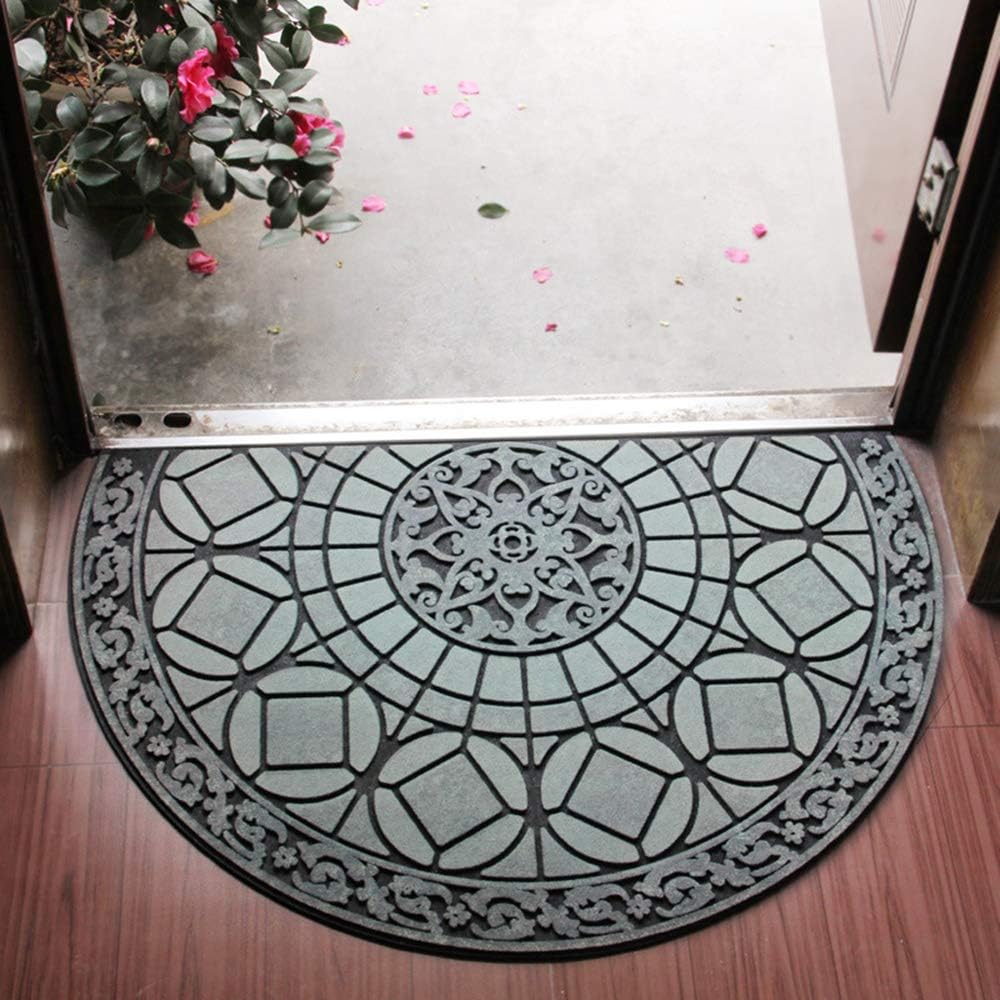 Half Round Entrance Door Mat,NonSlip Door Mat HandStenciled Entrance Rug Indoor/Outdoor Door
