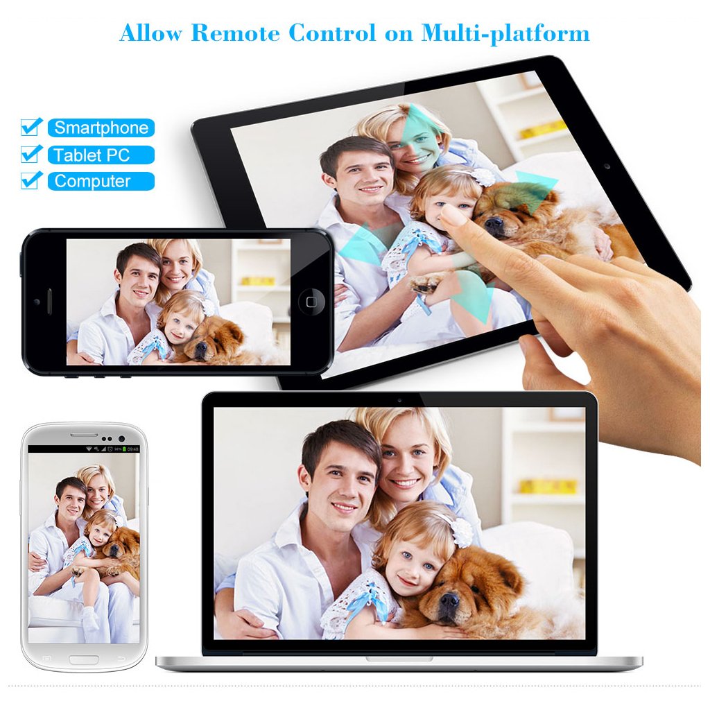 FLOUREON Caméra IP HD 720p sans Fil Etanche Vision Nocturne Caméra de sécurité WiFi ONVIF IR-Cut Support Détection du Mouvement Alarme Mail/Téléphone Accès à Distance PC Phone P2P Noir SP007