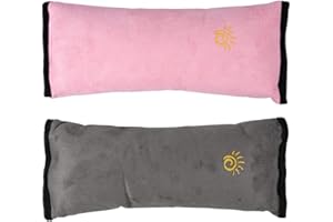 Ecloud Shop® 2pcs Seatbelt Pillow,Car Seat Belt Covers for Kids, Adjust Vehicle Shoulder Pads, Safety Belt Protector Cushion, Soft Auto Seat Belt Strap Cover Headrest Neck Support for Kids Pink+Gray