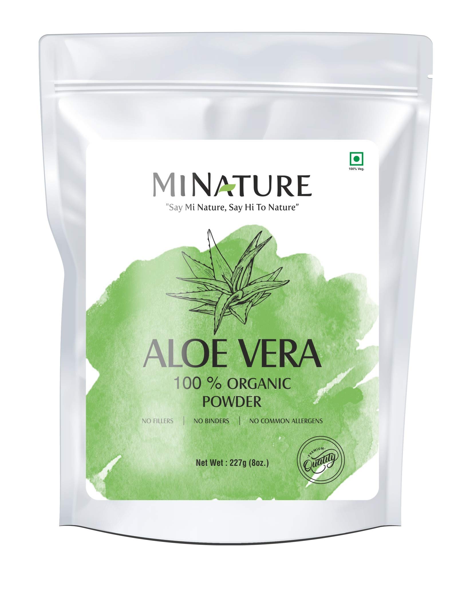 100 Organic Aloe Vera Powder USDA CERTIFIED by mi nature 8 OZ / 227