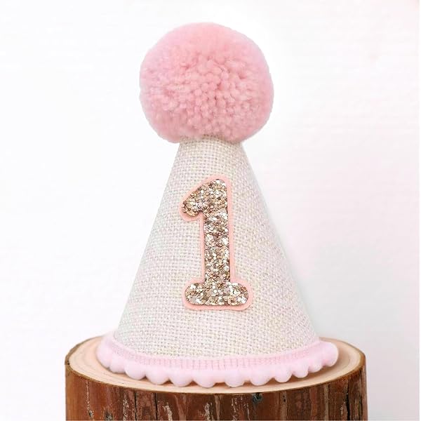 Chapeau Couronne 1er Anniversaire Bébé - Fleurs Et Paillettes - Rose - Accessoire Photo Fête - 7