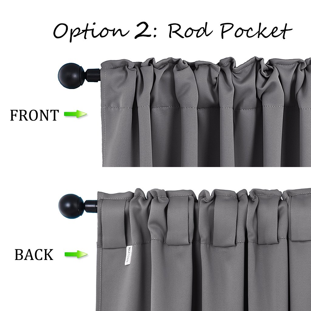 NICETOWN Rod Pocket Solid Blackout Curtains L63 | 2 Panels Gray NTHQRPBLKSLD5263C1