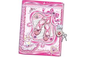 DUDUBUY Little Dancer Ballerina Secret Diary with Lock 7" Journal ‎Ballerina Notebook with 300 Sided Lined and blank Pages Wi
