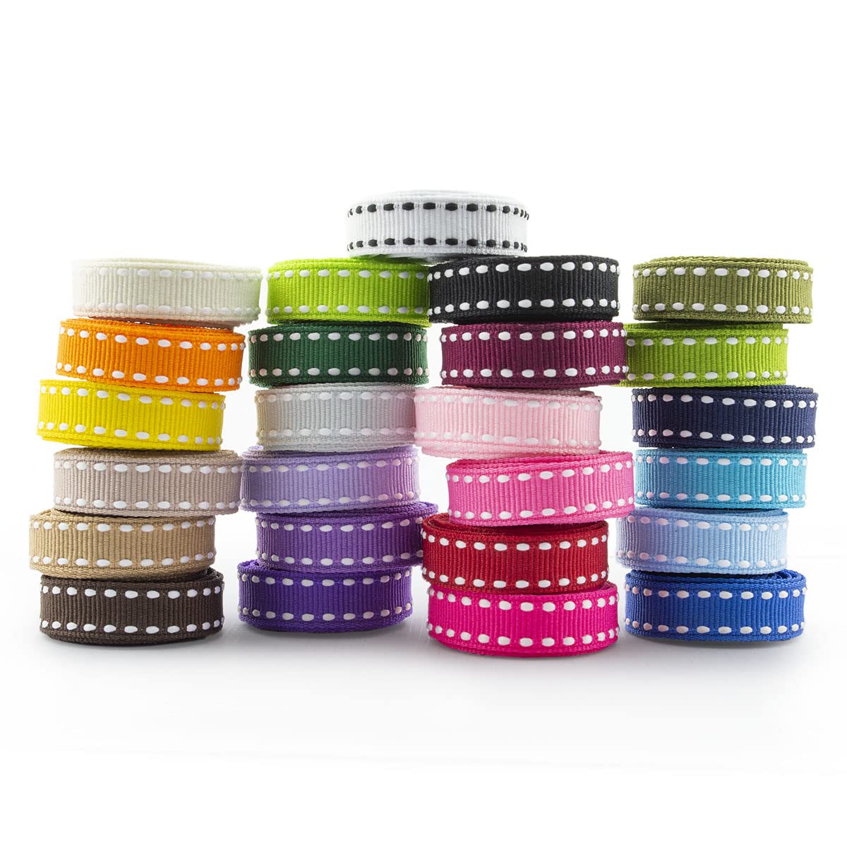 Summer-Ray 75 Yards 3/8" (9mm) Stitch Edge Grosgrain Ribbon 25 Colors Value Pack 3 Yards per Colour