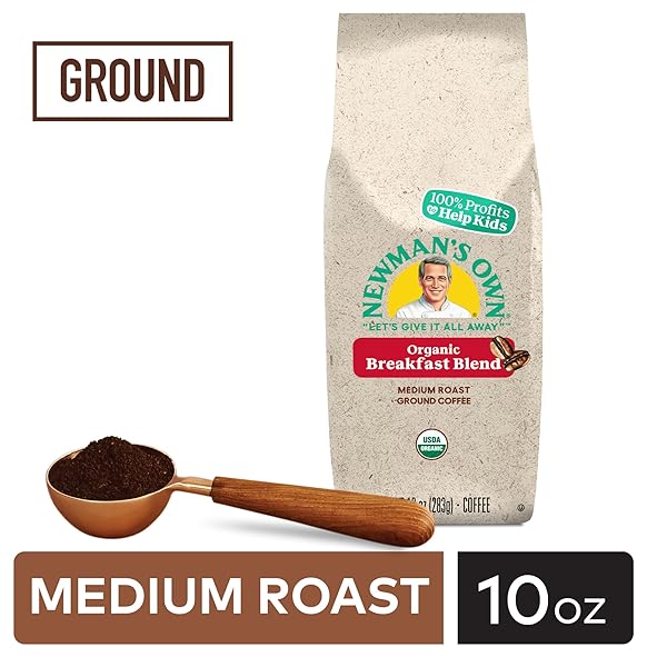 NEWMAN’S OWN ORGANICS BREAKFAST BLEND, GROUND COFFEE, FAIR TRADE CERTIFIED, MEDIUM ROAST, BAGGED 10OZ