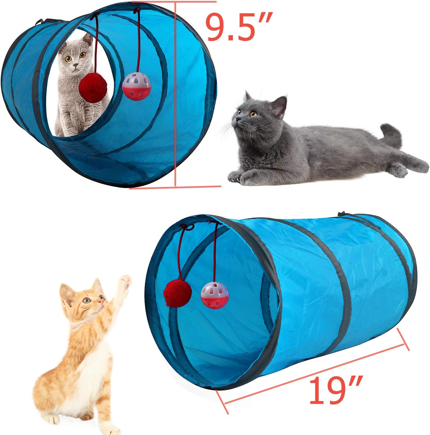 M JJYPET Retractable Cat Toy Wand, 12 Packs Interactive Cat Feather Toys, 9 Assorted Teaser Refills with Bell for Cat Kitten (Blue) : Pet Supplies