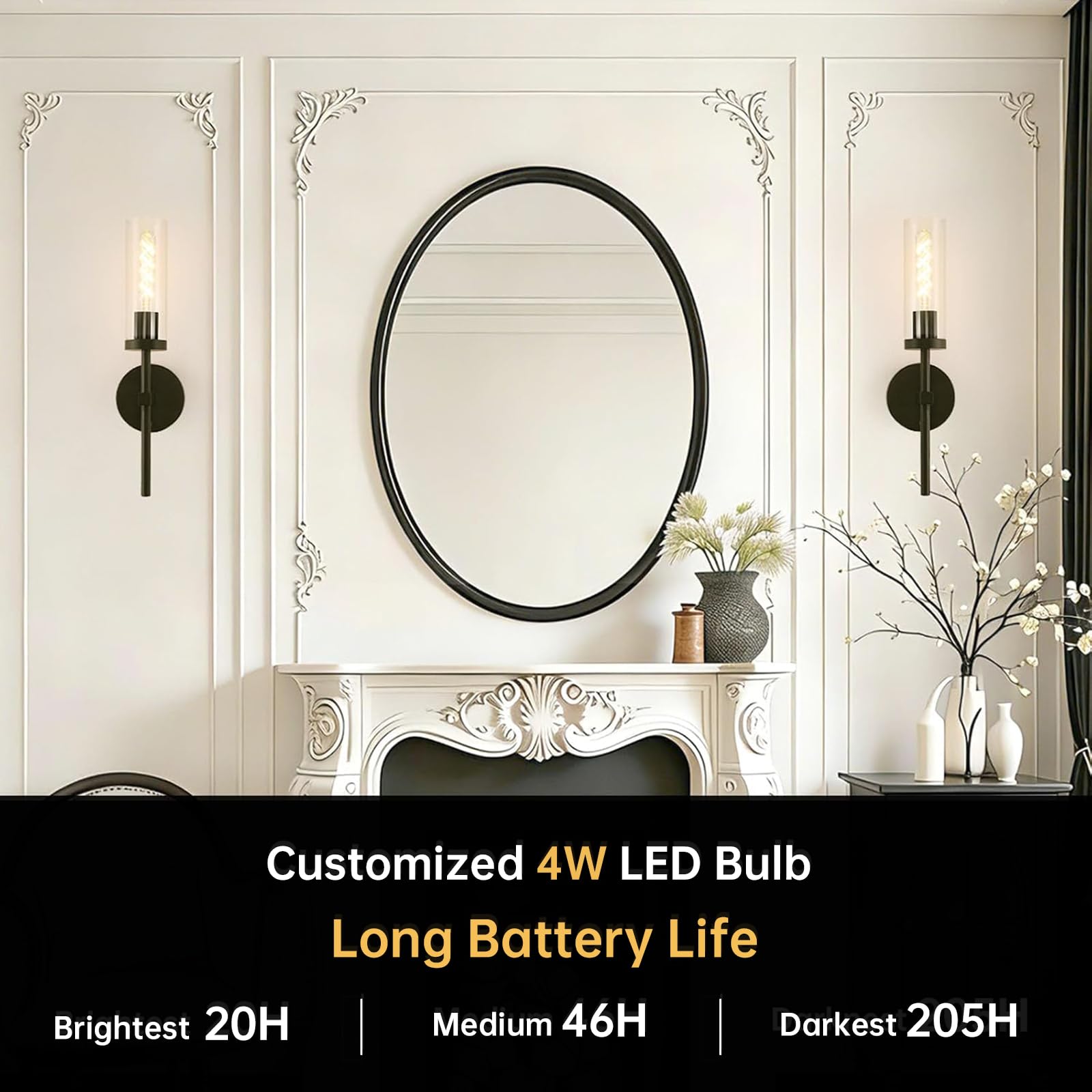 Condition photo showing New/Like New for shenmoyl battery operated wall sconces set of 2, black rechargeable wall lighting fixtures, dimmable