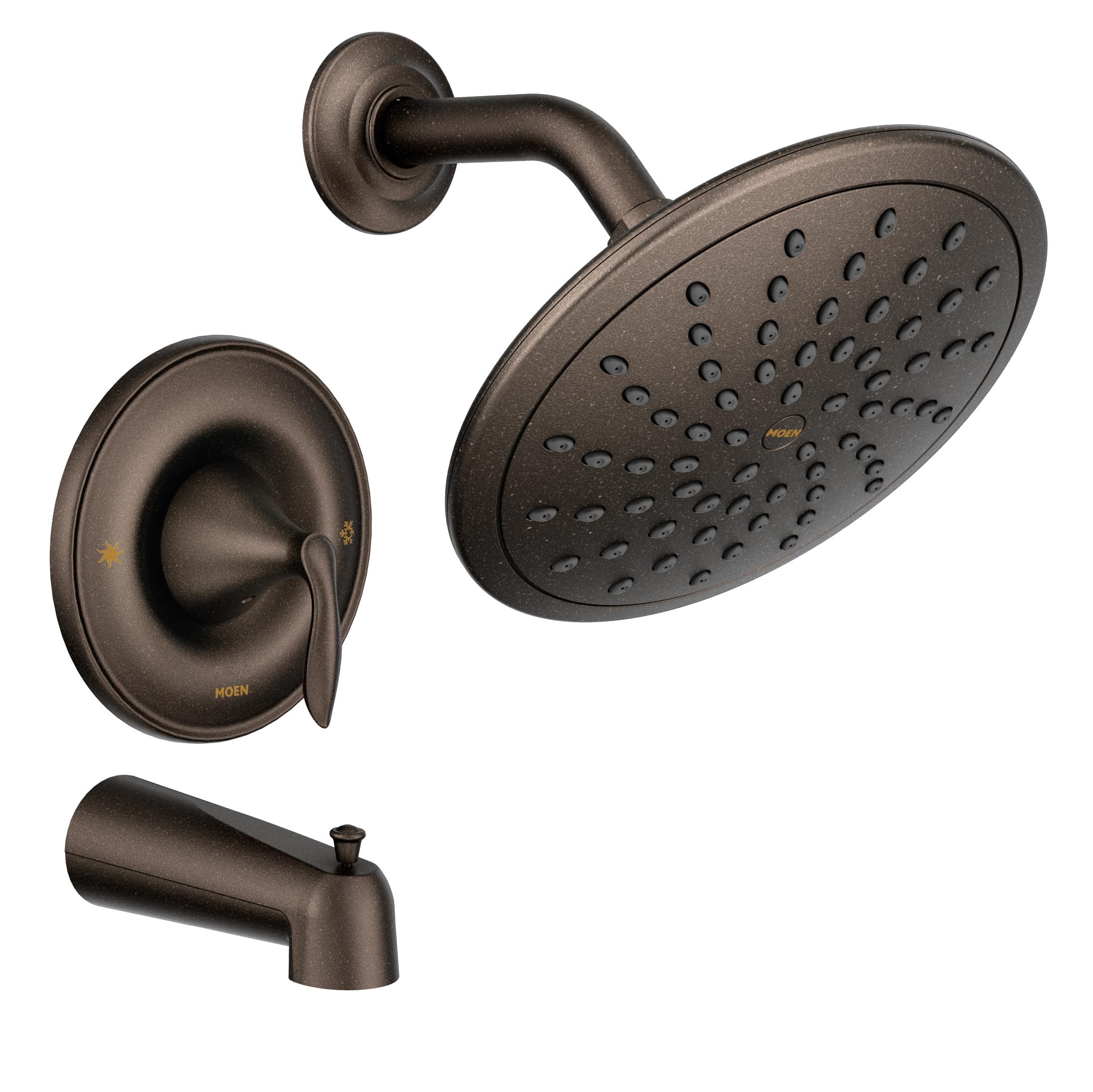 Photo 1 of Moen Eva Oil Rubbed Bronze Tub and Shower Faucet Trim with Eco-Performance Rainshower, Valve Required, T2233EPORB