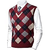 Herothorn Mens Thick Argyle Sweater Vests Classic V-Neck Knitwear Sleeveless Pullover Autumn Winter Warm Tank Tops