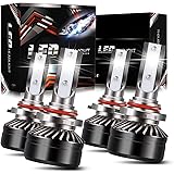 AUSI 9005/H10/HB3 High Beam 9006/HB4 Low Beam LED Headlight Bulbs Combo Package CSP Chips Adjustable Fog Light Conversion Kit