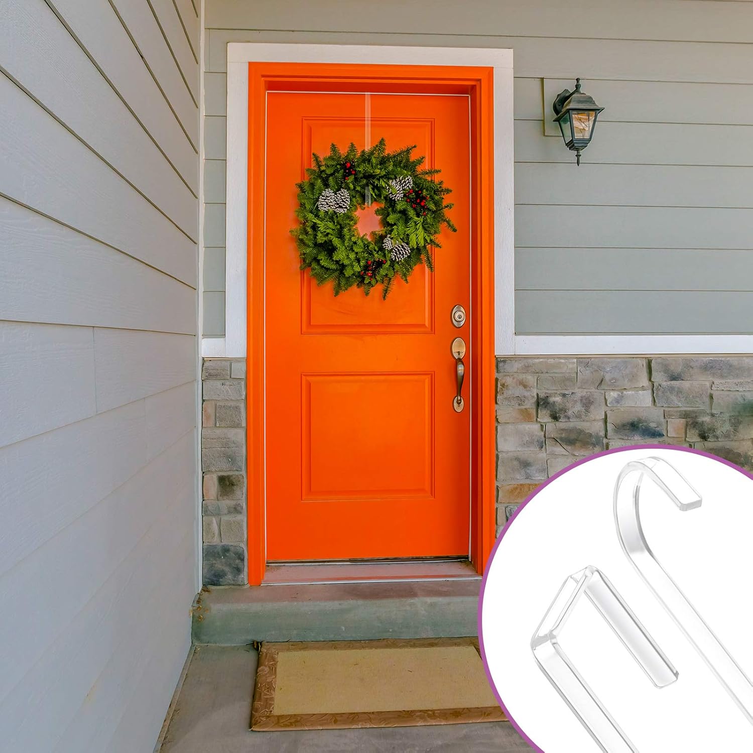 4 Pieces Acrylic Door Wreath Hanger for Front Door for Christmas Wreath Over The Door Hanger, Suitable for 0.14 to 0.16 Inch Door Gap, 12 Inches, Clear: Kitchen & Dining