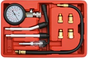 XITUANYUAN 9 PCS Engine Compression Tester Kit and Inline Spark Plug Tester, Universal Car and Motorcycle Engine Testing Tools for Cylinder Pressure Gauge