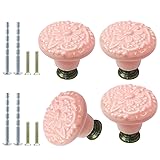 Suiwotin 16pcs Pink Ceramic Knobs, Vintage & Retro