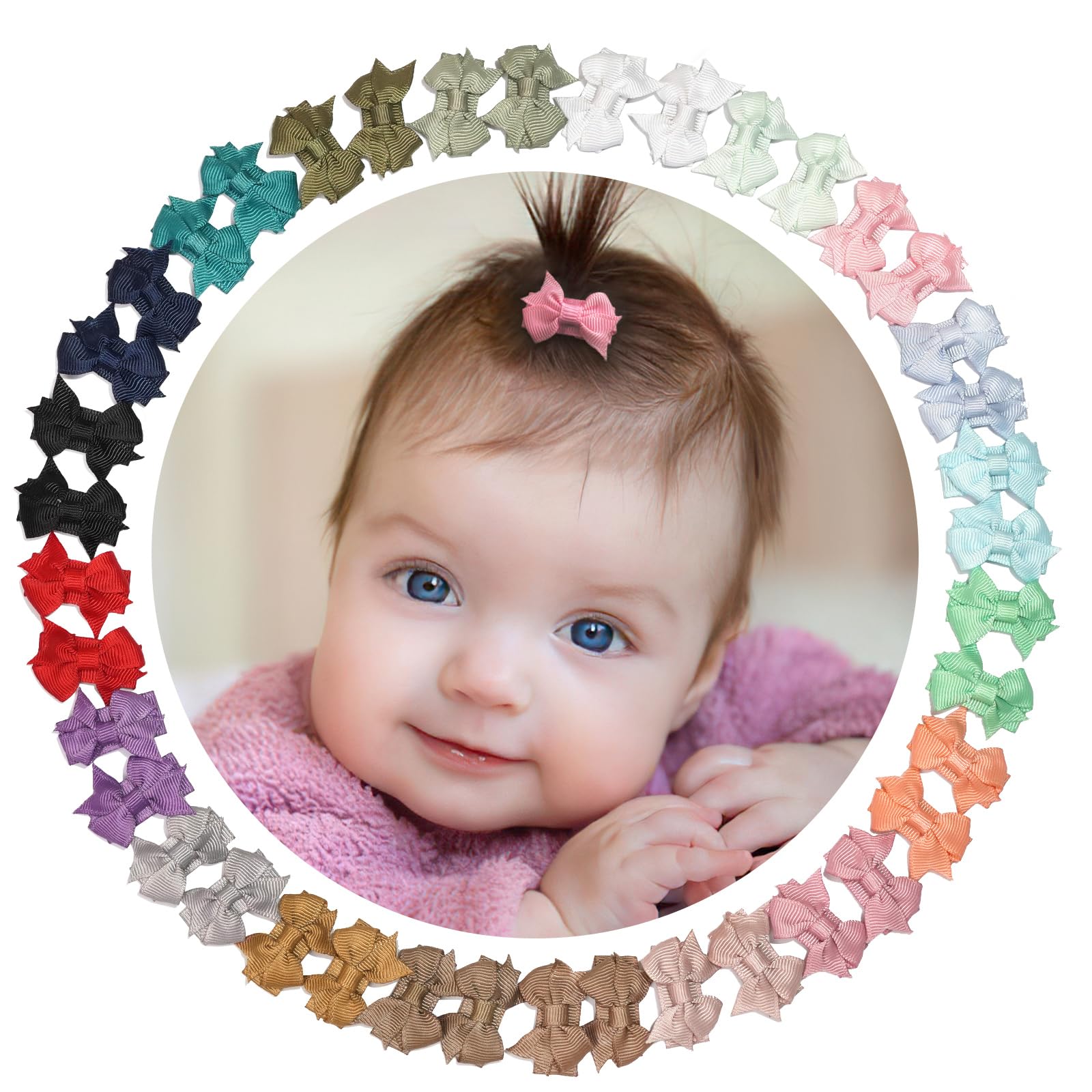 JOYOYO 40 Pcs Baby Hair Clips Mini Snap Clips Pastel Colors Hair Bows for Baby Girls Non-slip Safe Clips, Small Size 1.4 Inch Especially Fit for Newborn Baby Fine Hair