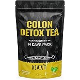 REVIVT Colon Detox Tea, All Natural Colon Cleanse Tea with Senna, Dandelion, Peppermint, Support Gut and Digestive Health for Women and Men, Non GMO, 14 Day Supply