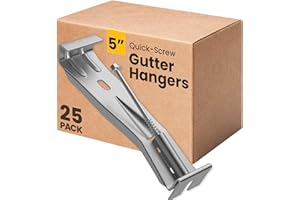 Bulder Quick-Screw 5" Gutter Hangers - Heavy Duty Hidden Gutter Brackets with Pre-Assembled Inserted Gutter Screws - Rain Gutter Parts and Accessories to Fix or Repair Sagging Rain Gutters (25 Count)