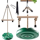 Disc Swing for Kids, Swing Set Accessories, KINSPORY 7FT Height Adjustable Gym Monkey Bars, Tree Swing for Backyard, Outdoor 