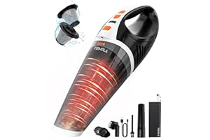 TEMOLA Handheld Vacuum Cordless, Car Vacuum Portable with Brushless Motor, 15000PA High Power Hand Held Vacuum, 2-Speed Design Car Mini Vacuum Cleaner with LED, Car Accessories for Car Home Cleaning