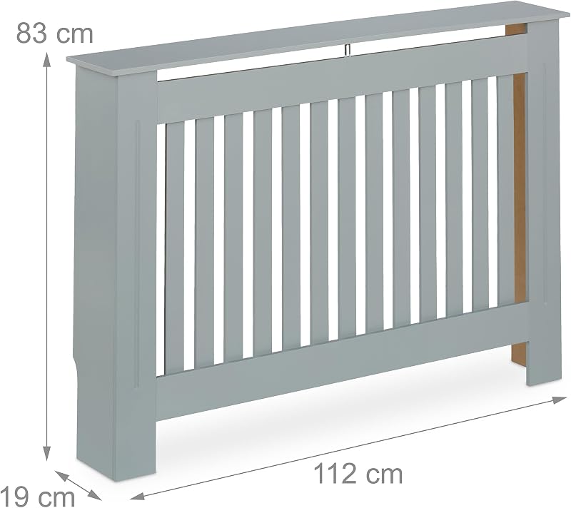 Copritermosifone in Legno MDF, Copricalorifero Rustico, 83x112x19 cm, Copertura Protezione Termosifone, Grigio
