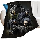 Lovira Black Bear Throw Blanket Rustic Cabin Animal Print Throw Blankets Gifts for Couch Sofa Bed Stuff Decor Lightweight Soft Cozy Fleece Plush Warm Flannel Bedding for Lover Men Women 40"x50"