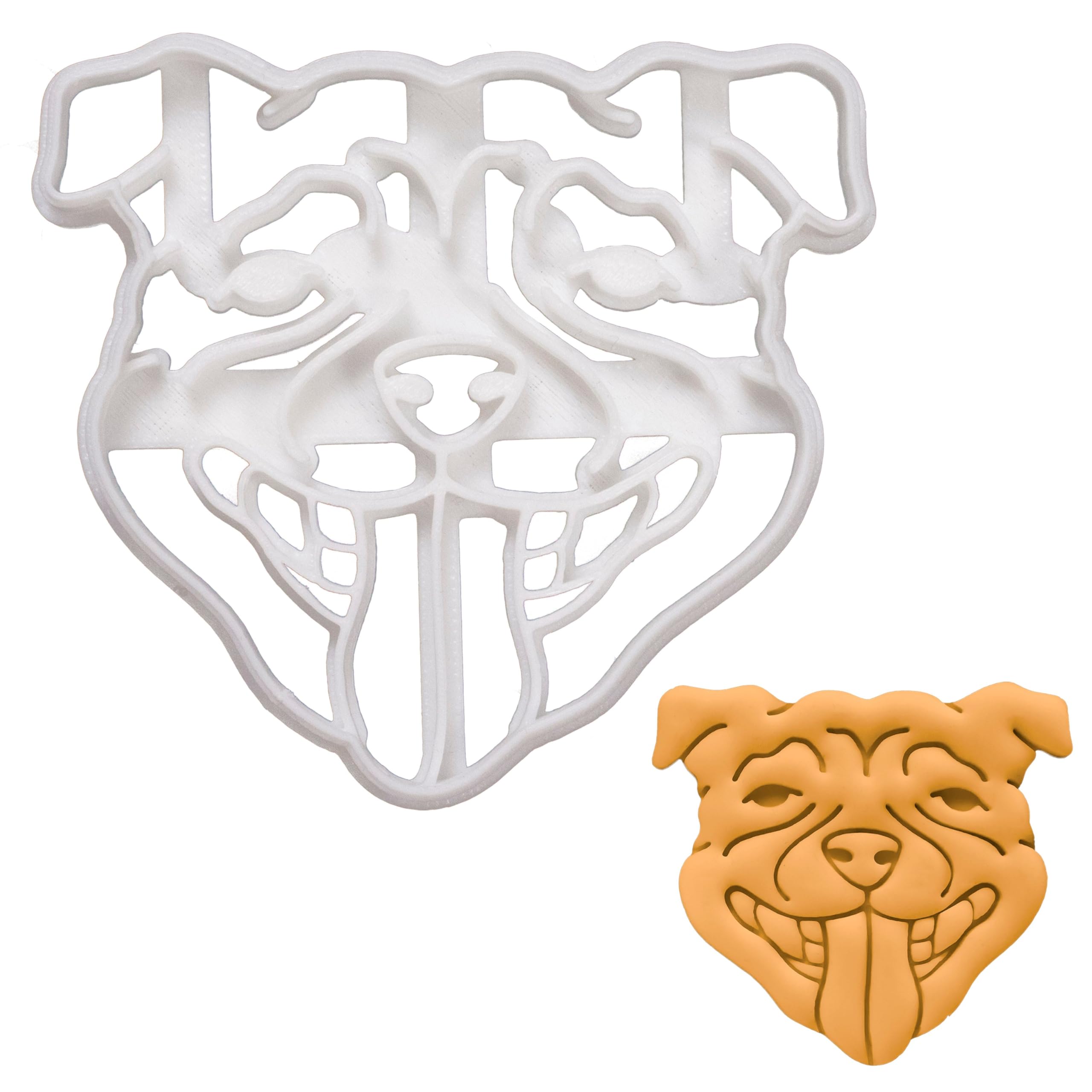 BAKERLOGY Staffordshire Bull Terrier Face Cookie Cutter (Staffy) - Detailed Biscuit Cutter Design for Baking and Crafts, Ideal on Fondant, Dough, Clay