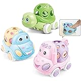 Tepear Baby Girls Rattle Roll Car Push Soft Toys 6 12 Months Infant Boys Walker Toddlers 3pcs Friction Power Truck Learning G