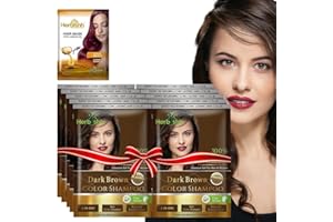Herbishh Natural Hair Color Shampoo for Gray Hair - Argan Hair Mask, Travel Size, Long-Lasting Color, Ammonia-Free, 10 Pack + 1 Pack (Dark Brown)
