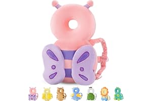 JunNeng Baby Head Protector Backpack for Walking Crawling, Pink Butterfly | Soft, Breathable, Adjustable, Baby Fall Back Head Protector for Falling