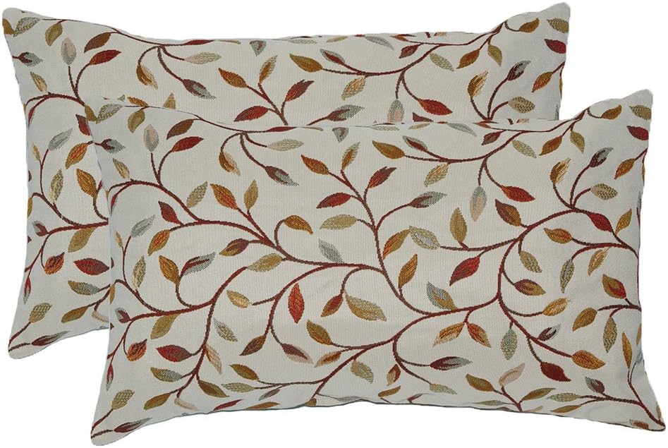 Jahosin Set of 2 Jacquard Thick Cotton Lumbar Pillow Case, Decorative Bolster Throw Pillow Cover 14x20 Inch (xiaoyezi)