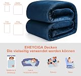 EHEYCIGA Fleece Blanket Navy Queen 220x240cm Soft Flannel Throw view 5