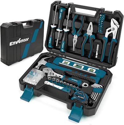 Enventor 108PCS Home Tool Kit Set with Storage Toolbox Blue