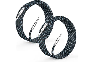 Sovvid 2 Pack Guitar Cable 10ft - Straight Instrument Cable Quarter Inch Cable Electric Guitar Cord 1/4 Guitar Cables Guitar Amp Cord for Guitar Bass Keyboard and Pro Audio (Black+Blue)