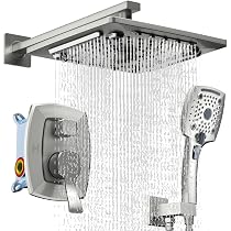 Brushed Nickel Shower Faucet Set With Tub Spout - Single Handle Valve Included