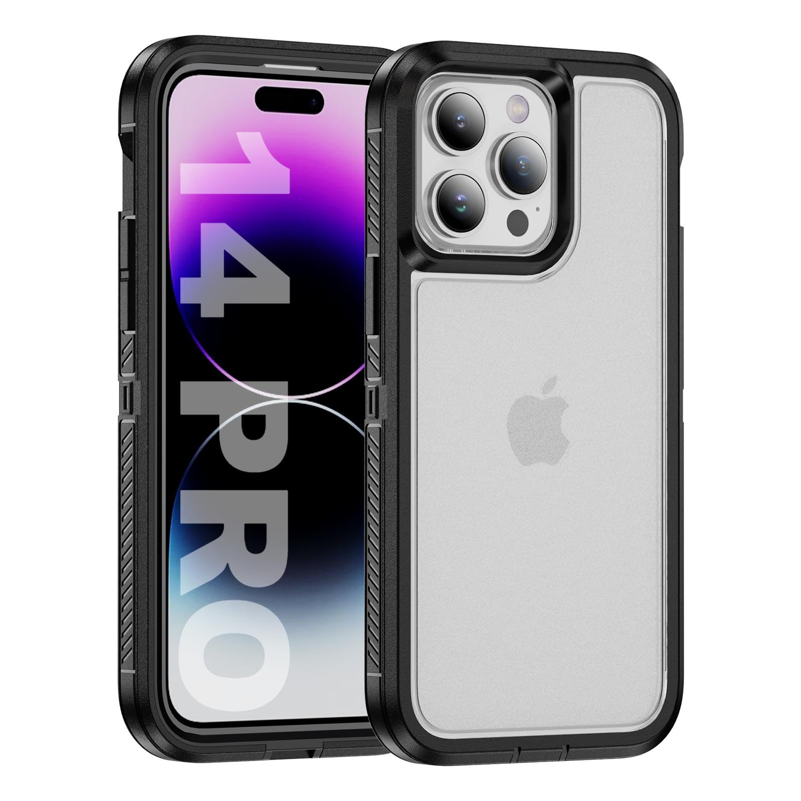 Tuvror for iPhone 14 Pro Case, Shockproof Dustproof Drop Proof, Military-Grade Protection, Dual Guard Case for iPhone 14 Pro (6.1 inch), Black/Clear