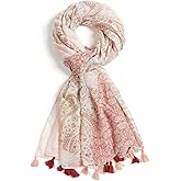 XINGSHUNFU Scarf for Women Lightweight Fashion Floral Printed Scarves Boho Fall Winter Fringed Shawl Wraps