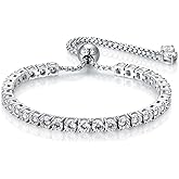 LOIPURI 4MM Moissanite Tennis Bracelet for Women, 10.9 ct Adjustable Moissanite Bracelets, 925 Sterling Silver White/14k Gold Plated, Luxury Birthday or Anniversary Jewelry Gift for Her
