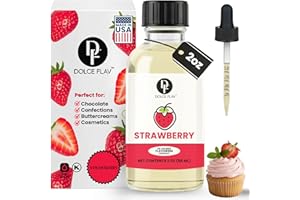Dolce Flav Strawberry Extract – 2 Ounce Oil-Soluble Kosher, Sugar-Free, Concentrated Berry Flavor for Candy, Chocolates & Desserts, Includes Measured Dropper