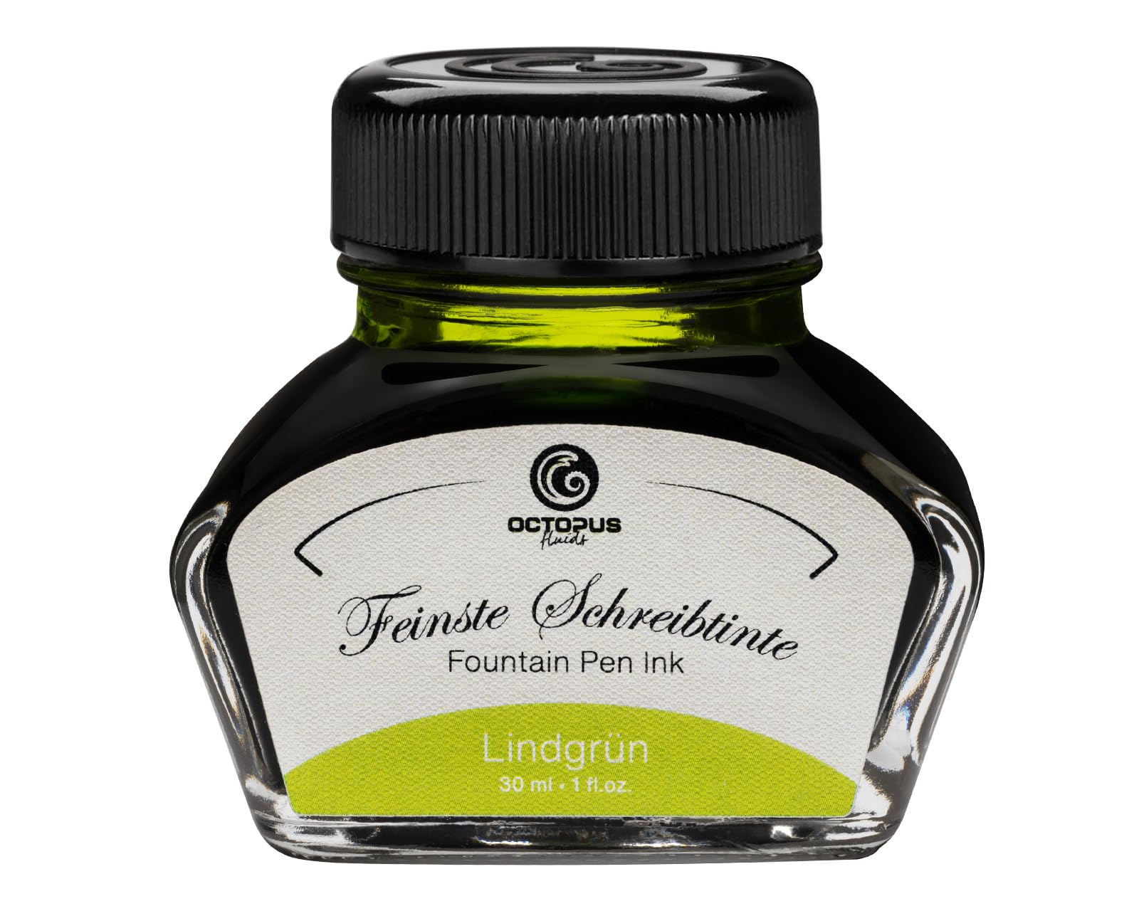 Octopus Fluids Fountain Pen Ink - Lime Green 30ml Glass Inkpot for Writing and Calligraphy