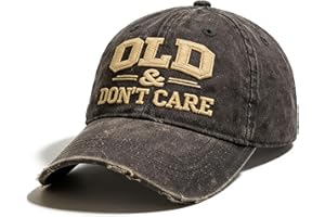 Vintage Distressed Old & Don’t Care Baseball Cap, Old Fuckers Club Embroidered Hat, Adjustable Metal Buckle