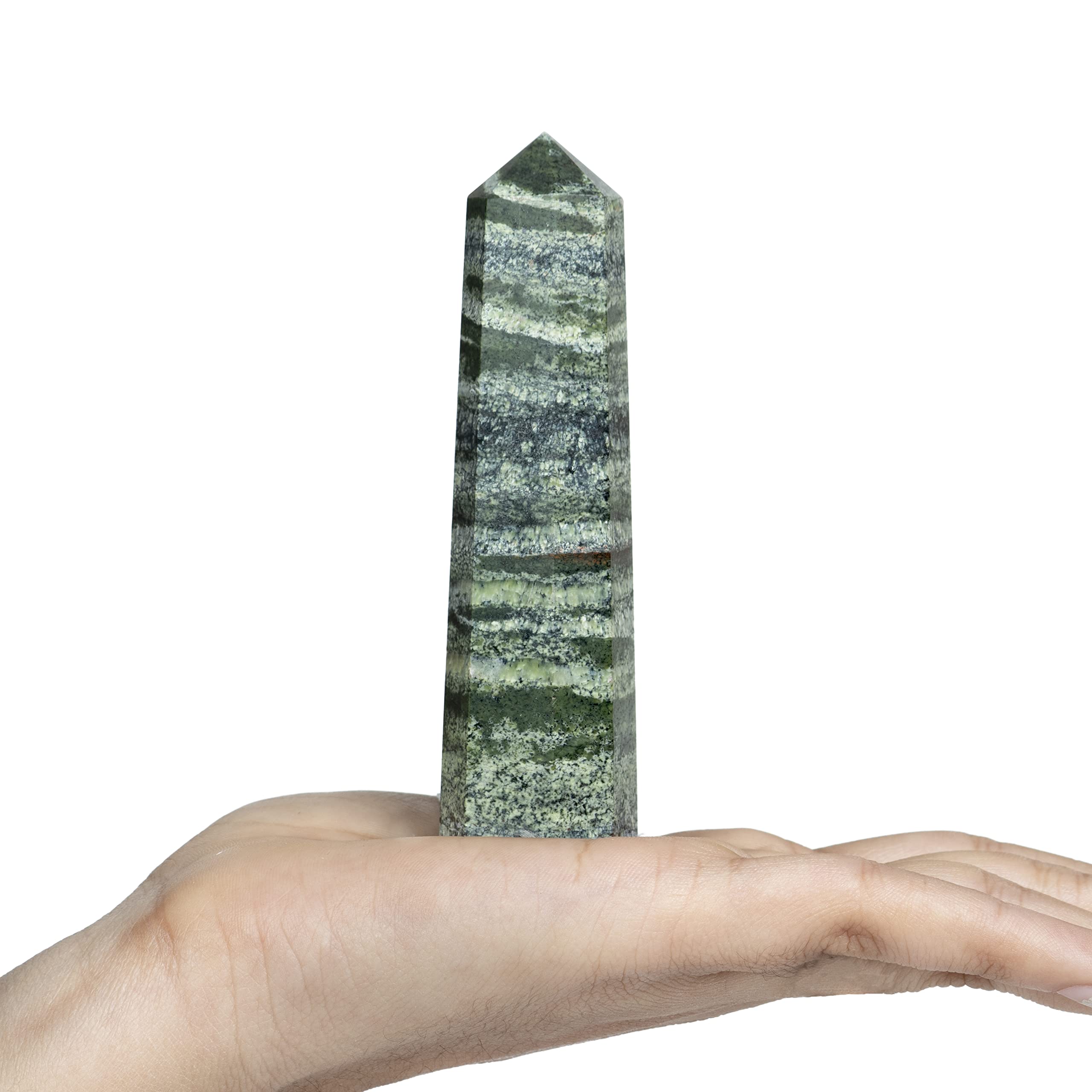Crocon Large Crystal Wand, Swiss opal Crystal Points Tower Wand Octagon 8 Faceted Natural Gemstone Prism Pointed for Reiki Chakra Meditation Chakra Stones Therapy Home Office Desk Decor Gift
