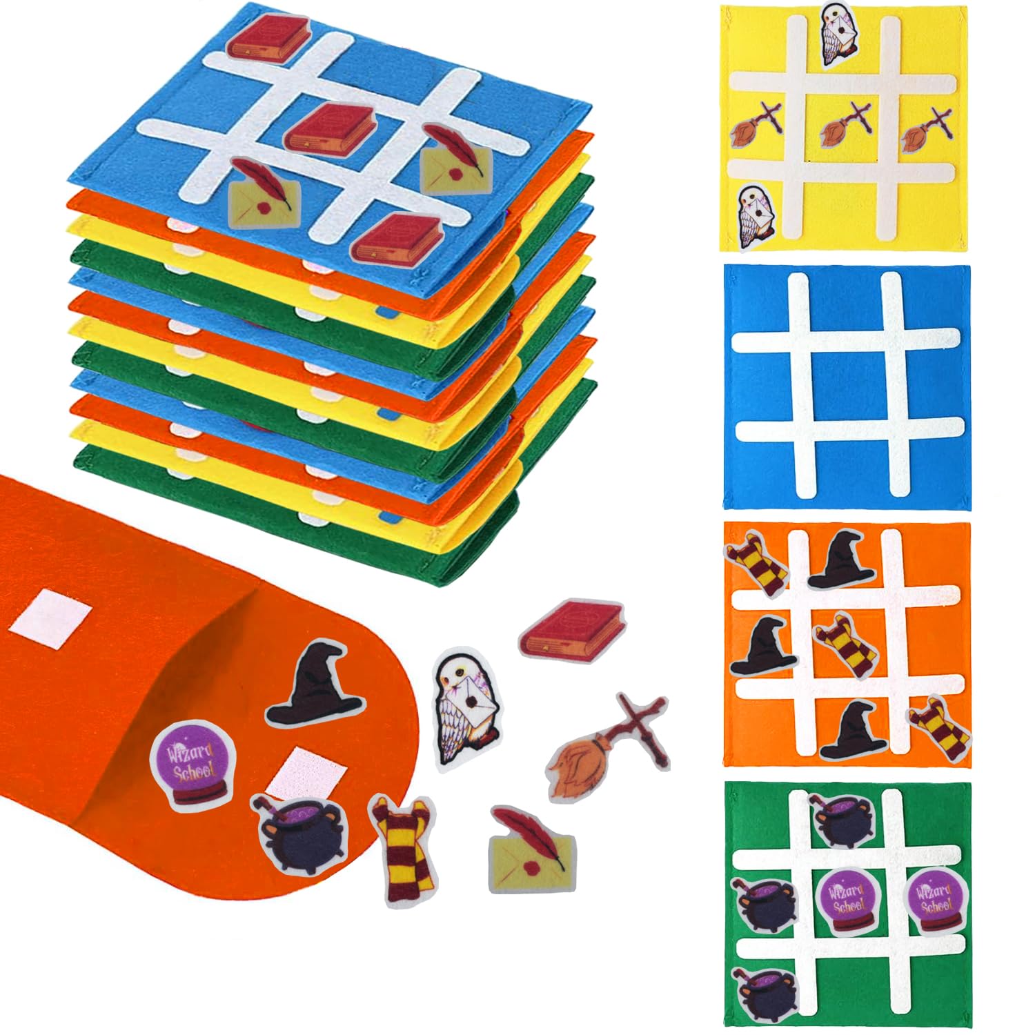 Duoduobear Tic Tac Toe Wizard Party Bags Children's Birthday Party Favours Pack of 16 Mini Birthday Party Bags, Halloween Advent Calendar Birthday Giveaways for Children Boys Girls Pinata Filling