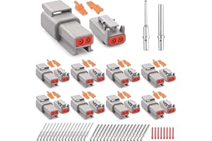 JRready Deutsch DTM Connector 2 Pin 8 Kits, ST6330-201 DTM Connector Kit with Size 20 Solid Contacts 20-22AWG, Waterproof Automotive Electrical Connectors for Cars, Motorcycle, Truck, Marine