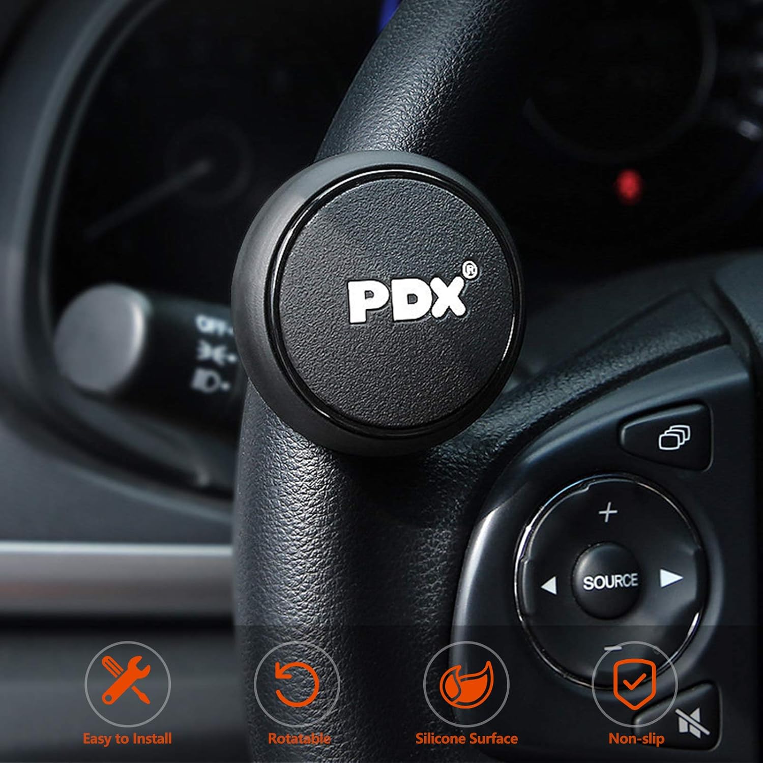 kropm Universal Fit Steering Wheel Knob, Premium Quality Car Vehicle Spinner, Classic Silicone Suicide Power Handle Accessory for All Cars, Tractors, Trucks (Black): Automotive