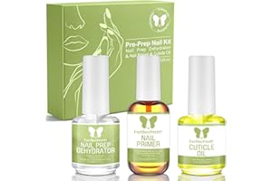 furtherpretty 3PCS Acid-Free Nail Dehydrator and Primer with Cuticle Oil, Fast Dry Primer and Dehydrator for Gel Nails, Professional Manicure Supplies, Deshidratador para Uñas