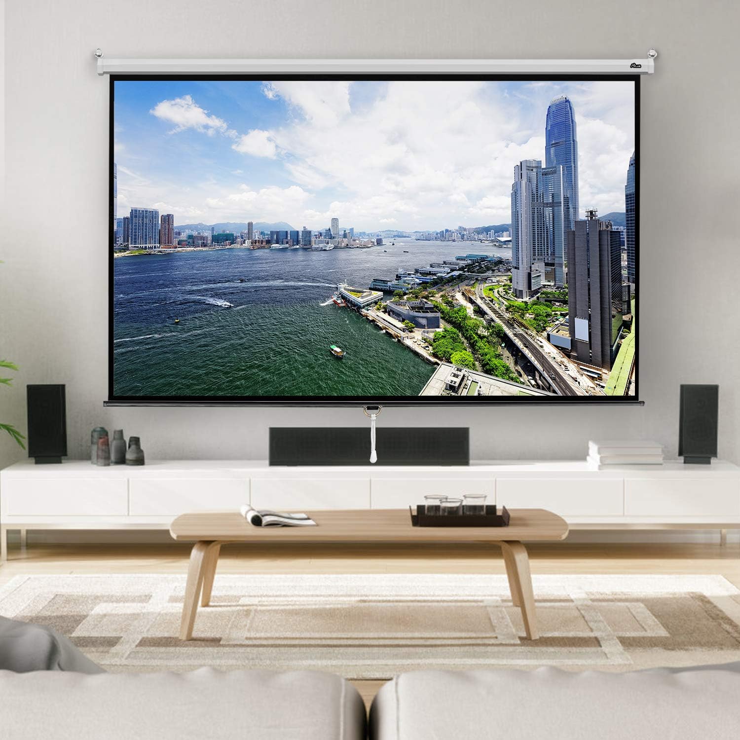 ceiling hanging and bracket hanging Manual Pull Down Projector Screen