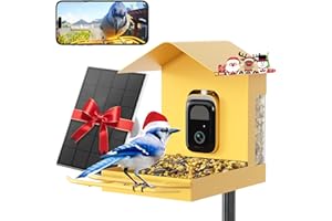 Bilantan Metal Smart Bird Feeder with Camera Solar Powered, 5G/2.4G WiFi Compatible, Lifetime Free AI Birds Identification, 2.5K Video Bird Feeder, Ultimate Gift for Christmas